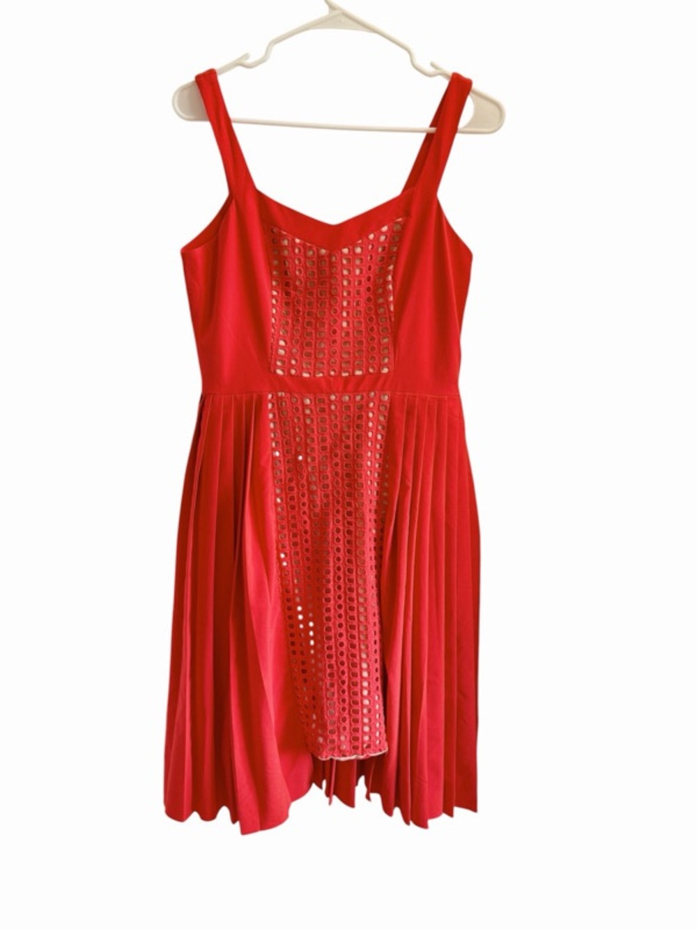 Timo Weiland Red Eyelet-Detail Pleated Women’s Dress